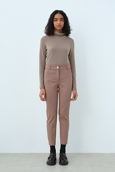 Nihan Basic Dar Paça Pantolon Vizon