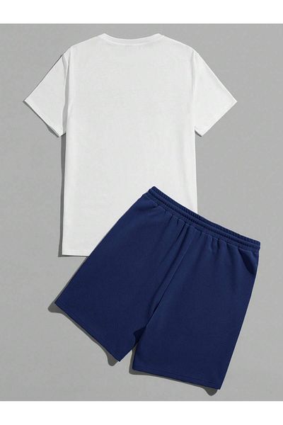 ACTIVE MODA -Men's Cotton Printed You Live in New York Tshirt-Shorts Set 2-Pack Oversize Large Size