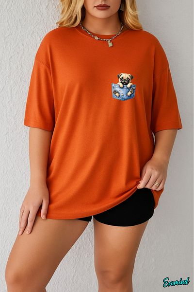 Evomind 1 T-Shirt Is a Gift for Purchases of 5 or More in the Pocket - Large Size Pocket Dog Printed T-Shirt
