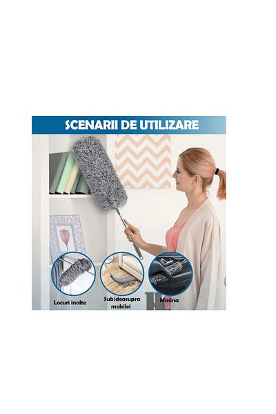 OEM 5-piece dusting brush set, extendable handle, 182 cm, multicolor