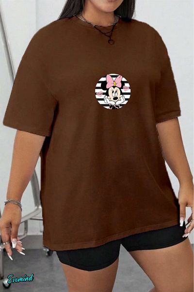 Evomind In Cart 5 or More Purchases Get 1 T-Shirt as a Gift - Large Size Cartoon Character Printed T-Shirt