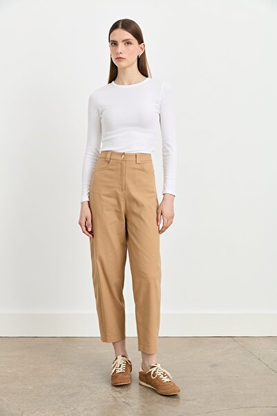 Nihan Havuç Kanvas Denim Pantolon Camel