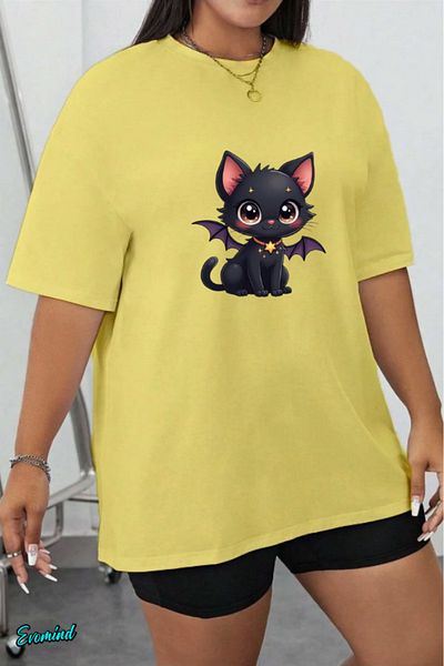 Evomind 1 T-Shirt Is a Gift for Purchases of 5 or More in the Cart - Large Size Cat Printed T-Shirt
