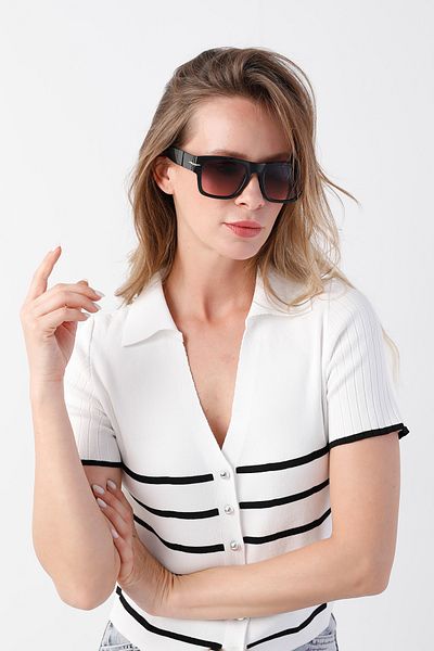 Fulla Moda Rectangular Frame Metal Accessory Sunglasses
