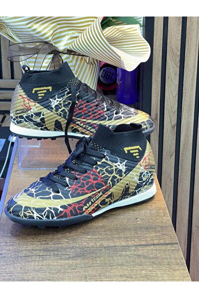 homiro حذاء رياضي للرجال من ليكرا سوكس Astroturf - أسود ذهبي