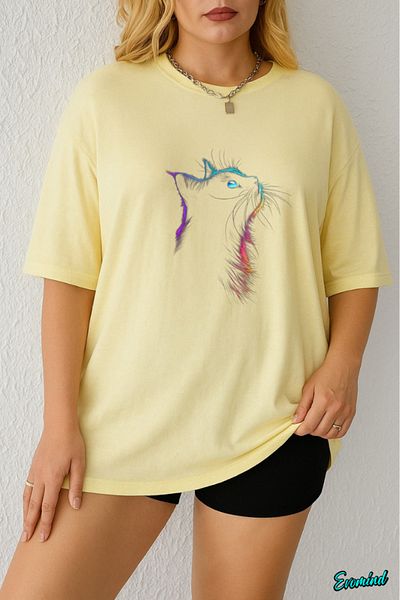Evomind 1 T-Shirt Is a Gift for Purchases of 5 or More in the Cart - Large Size Cat Printed T-Shirt