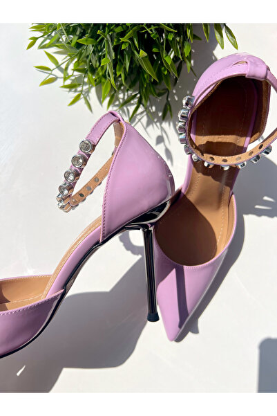 labor Selection Stoned Pointed Toe Patent Leather Stiletto 10 cm Heel