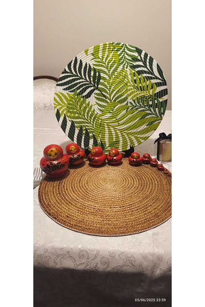 CKV CENTER Placemat Runner 6-Piece Presentation Plate Dowry Set Knitted Plate Bottom Fireproof