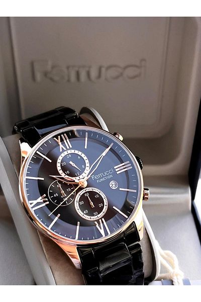 Ferrucci Inner Functions Active Calendar and Day 30m Water Resistant Steel Cord Men's Wrist Watch Vs.Bl