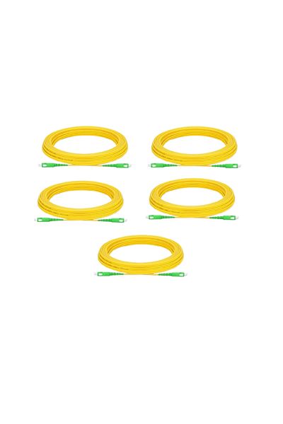 OEM Set of 5 OS2 fiber optic patch cables, SCA to SCA, 10 m each, simplex, yellow