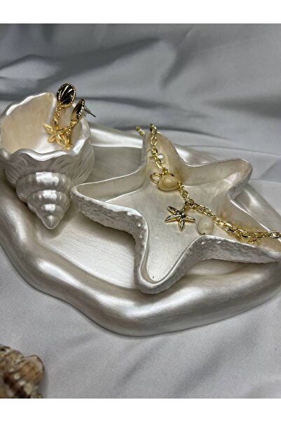 Love Candle Dekor Deniz Yıldız Deniz Kabuğu Tabak Seti, Dekoratif Seti