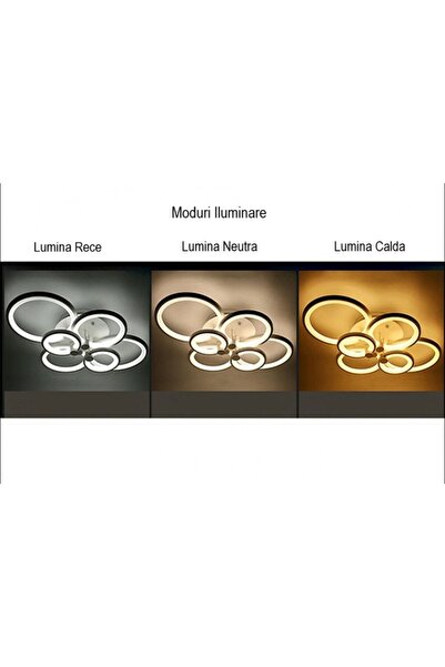 LightPlanet Candelabru LED cu 4 cercuri și telecomandă Wifi 2.4g cu intensitate lumină/rece/caldă/neutră