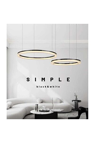 Sueva Candelabru LED minimalist alb-negru cu inel și telecomandă Wifi 2.4g, l...