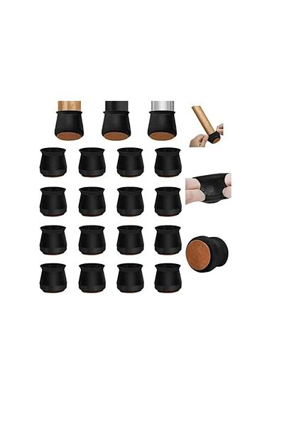 OEM Set of 16 furniture leg protectors, 23 x 19 mm, silicone, felt, black