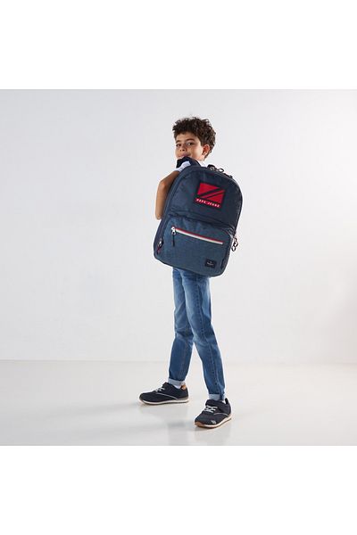 Pepe Jeans حقيبة ظهر مطبوعة بشعار Pepe Jeans Jacques مع أحزمة قابلة للتعديل - 33x46x17 سم، ضمان لمدة عامين