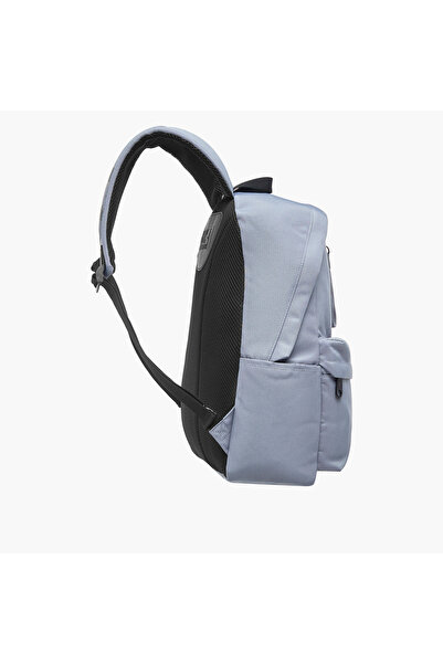 MUST Logo Applique Backpack with Adjustable Straps and Zip Closure - 32x17x42 cms