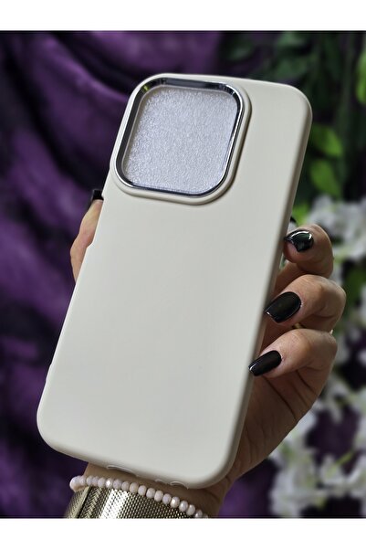 Magic Ring Tecno Spark 10 Compatible Matte Cream Silicone Case with Metal Camera Frame