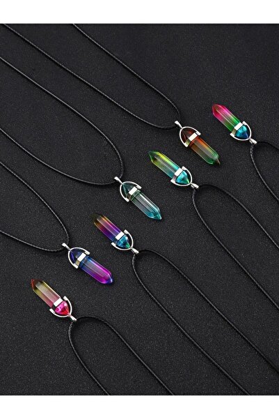 Choice مجموعة مكونة من 7 قطع/مجموعة من قلادات العمود السداسي الكريستالية البس...