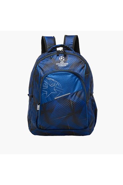 CHAMPIONS League Printed Backpack with Adjustable Straps and Zip Closure - 34x15x46 cms