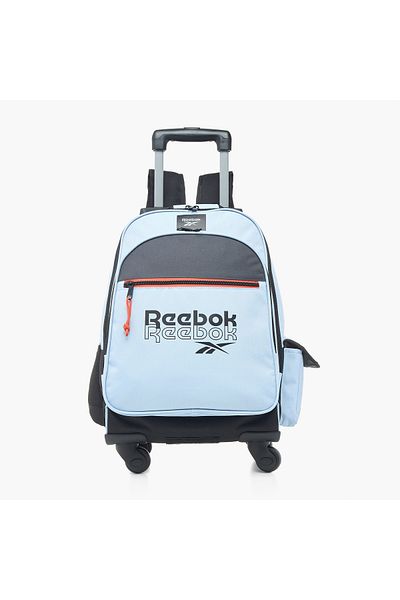 Reebok Logo Print 17-inch Trolley Backpack with Retractable Handle and Zip Closure - 33x44x21 cms