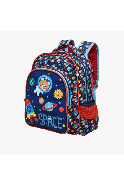 MUST MUST Space Print Backpack with Adjustable Straps and Zip Closure - 27x10x31 cms