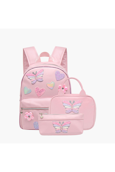 OMG Applique Detail 15.5-inch Backpack with Adjustable Straps and Zip Closure...