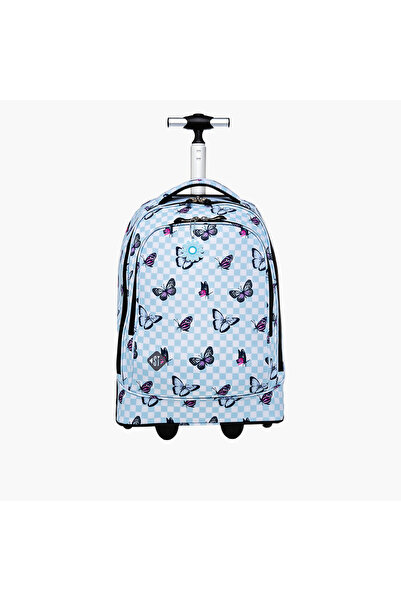 ST Right حقيبة سفر بعجلات مطبوعة بفراشة من سانت رايت، مقاس 18 بوصة، بمقبض قاب...