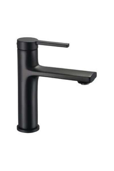 Aqua Durable Modern Design Single Handle Solid Brass Basin Mixer Black
