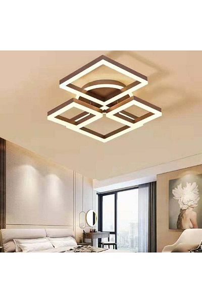 Sueva Square Led Chandelier With Wifi Remote Control 64cm Brown 2.4g Light/cold/warm/neutral Intensity