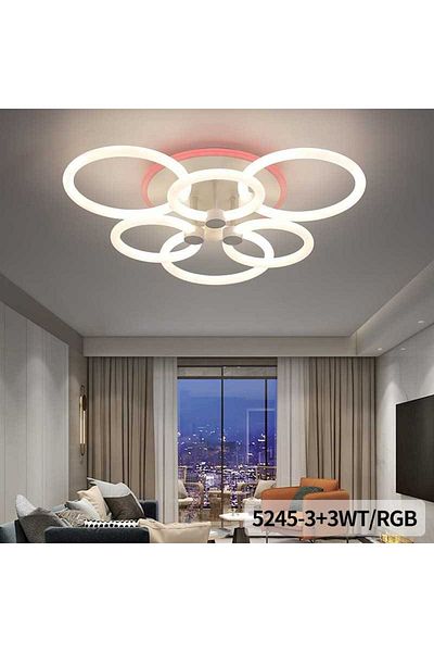 Sueva Led Chandelier With 6 Light Circles 360 Degrees Rgb 2.4g Remote Control Cold/warm/neutral Light