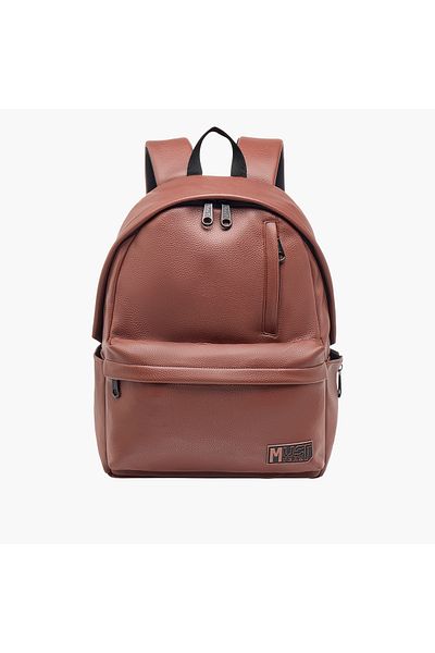 MUST MUST Textured Backpack with Adjustable Shoulder Straps and Zip Closure - 32x17x42 cms