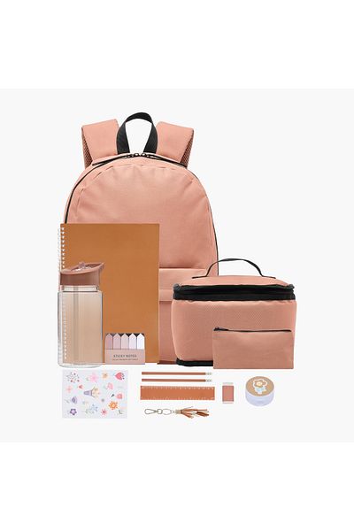 Syloon Solid 12-Piece Backpack Set - 31x41x13 cms