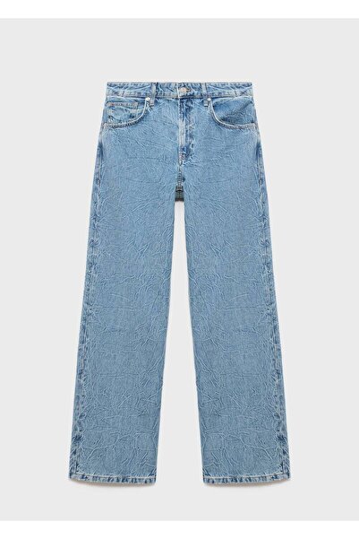 MANGO Woman Orta bel düz kesim jean