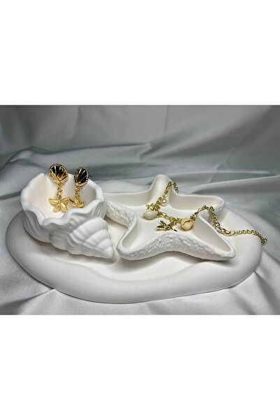 Love Candle Dekor Deniz Yıldız Deniz Kabuğu Tabak Seti, Dekoratif Seti