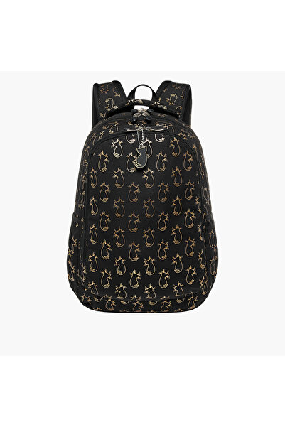 ST Right St.Right 18-inch Cat Print Backpack with Adjustable Straps and Zip C...