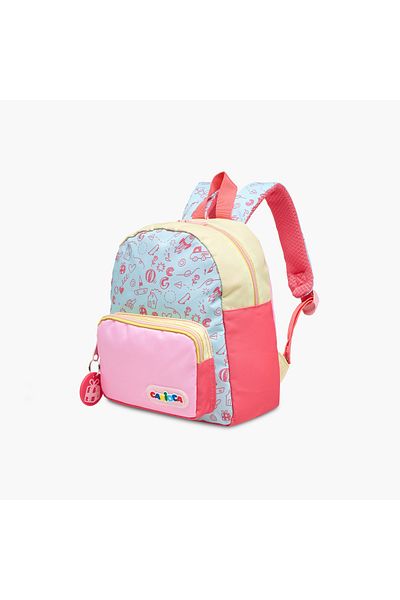 CARIOCA Doodle Print Backpack with Zip Closure and Laptop Compartment - 28x23x12 cms
