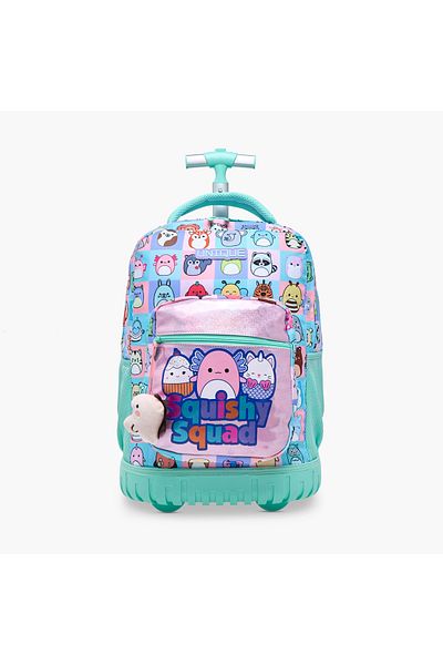 Unique -O Squishy Squad Print Trolley Backpack with Retractable Handle - 32x22x47 cms