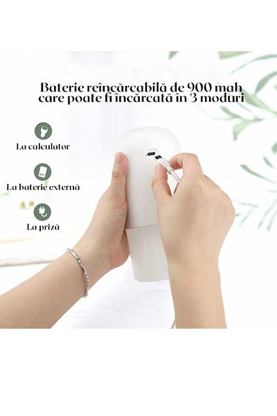 OEM RGB portable humidifier, 18 x 8.4 cm, 400 ml, plastic, white