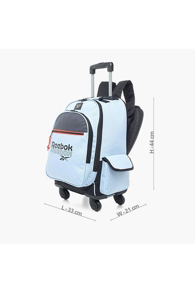 Reebok Logo Print 17-inch Trolley Backpack with Retractable Handle and Zip Closure - 33x44x21 cms
