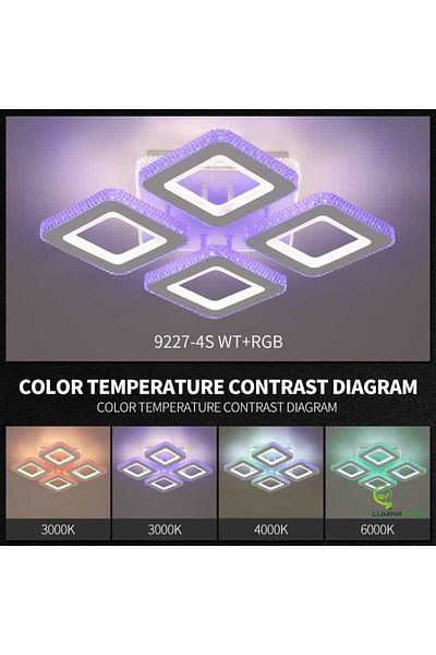 Sueva Digital Smart Led Chandelier With 2.4g Wifi Remote Control, Light/cold/warm/neutral, Intensity