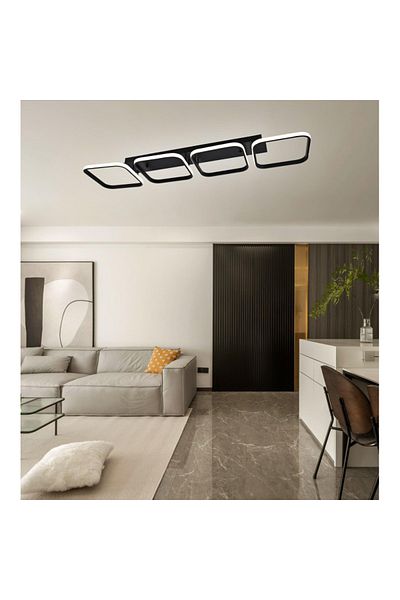 Sueva Led Chandelier With 4 Squares, 2.4g Wifi Remote Control Black Light/cold/warm/neutral Intensity