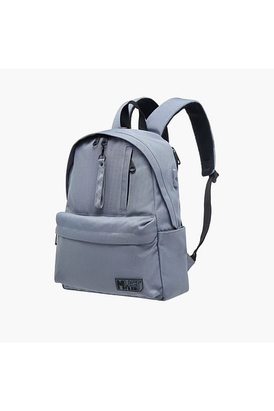MUST MUST Logo Applique Backpack with Adjustable Straps and Zip Closure - 32x17x42 cms