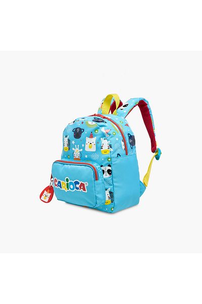 CARIOCA Animal Print Backpack with Zip Closure and Laptop Compartment - 28x23x12 cms