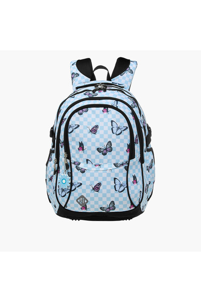 ST Right St.Right Butterfly Print 18-inch Backpack with Adjustable Shoulder S...