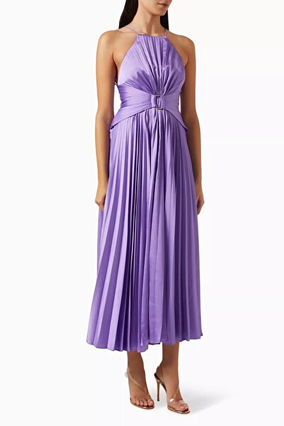 Acler فستان مونتاجو مطوي متوسط ​​الطول، بنفسجي