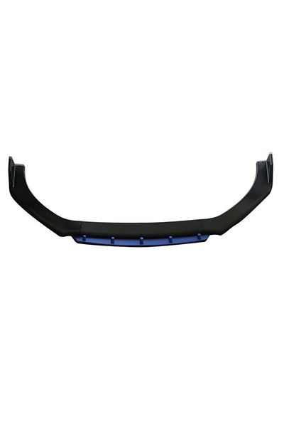CED AUTO TRADE Megane Design front bumper extension, glossy black with blue lip, 4 pieces, length 180 cm