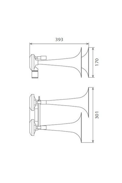 Seger ΜΑΥΡΗ ΜΕΤΑΛΛΙΚΗ ΚΟΡΝΑ ΦΟΡΤΗΓΟΥ ΜΕ 2 ΚΟΡΝΕΣ, MELODIQUE, 24V 1A