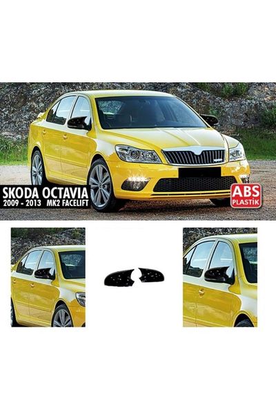 CED AUTO TRADE Mirror caps compatible with SKODA SUPERB II 2008-2015 Glossy Black Batman Style