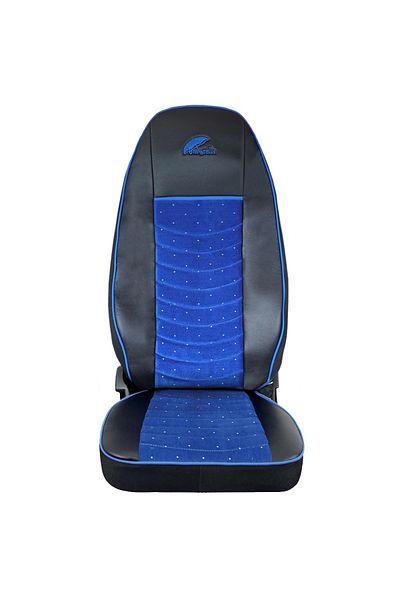 Umbrella SET OF TRUCK SEAT COVERS UMBRELLA FOR VOLVO EURO 5 BLACK ECO-LEATHER + BLUE VELVET