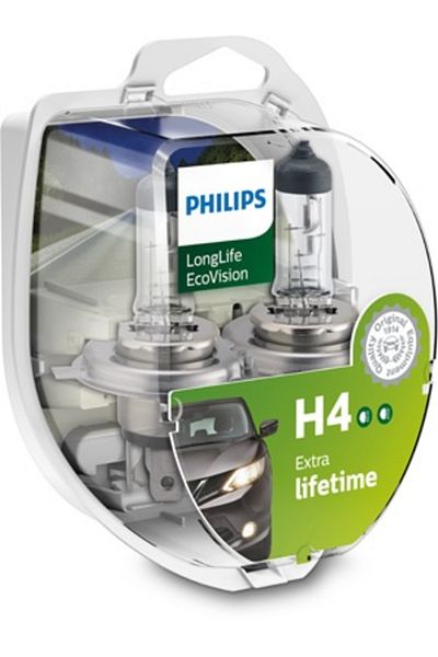 Philips SET 2 BECURI FAR H4 60/55W 12V DURATA DE VIAȚĂ LUNGĂ ECOVISION PHILIPS